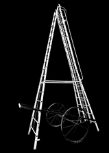 Aluminium telescopic wheeled ladder-2515